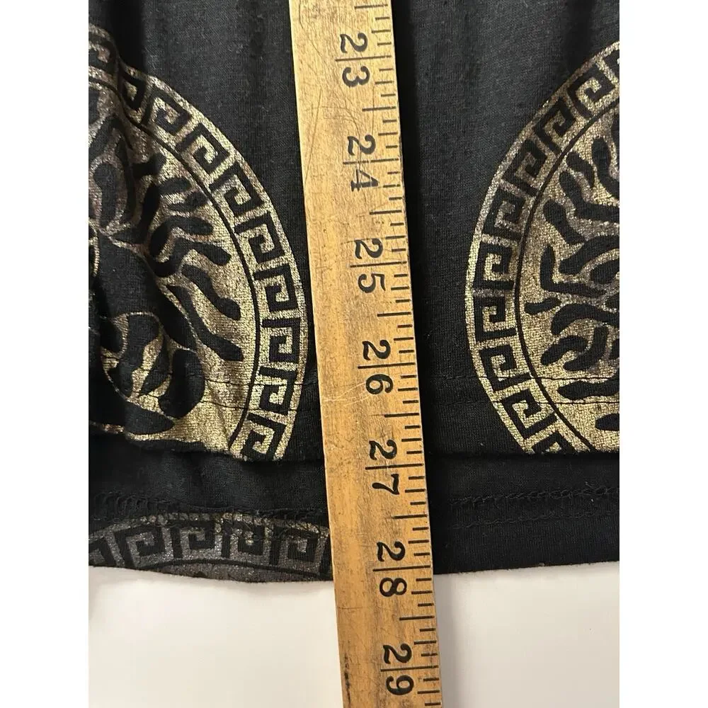 Festival Concert shirt Short Sleeve Metallic Gold Medusa Design Snake charmer